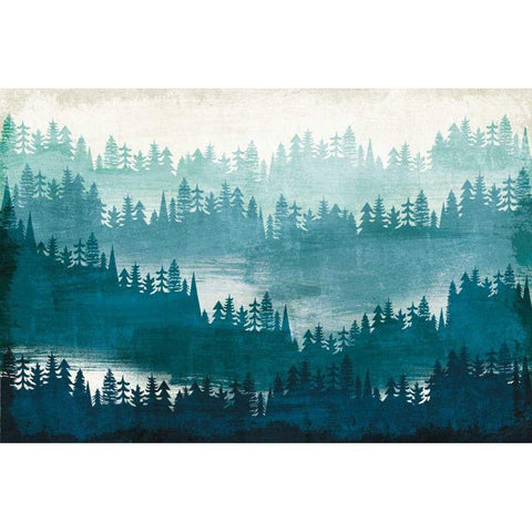 Mountainscape Blue Black Modern Wood Framed Art Print by Mullan, Michael