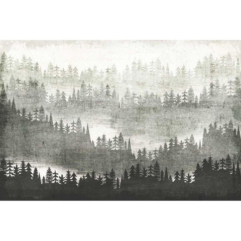 Mountainscape Silver Black Modern Wood Framed Art Print by Mullan, Michael