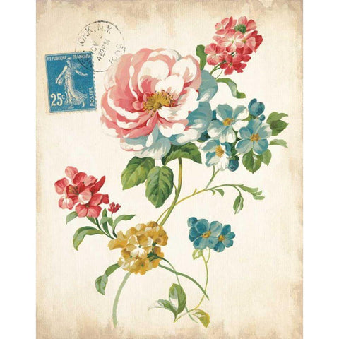 Elegant Floral I Vintage v2 Gold Ornate Wood Framed Art Print with Double Matting by Nai, Danhui