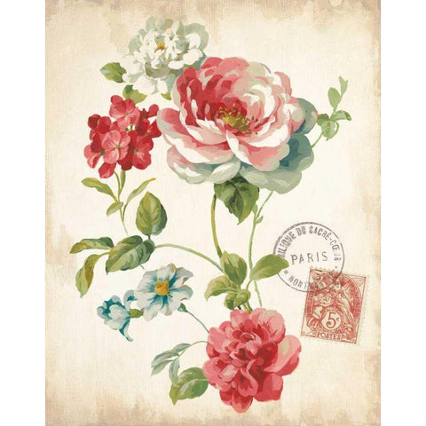 Elegant Floral II Vintage v2 White Modern Wood Framed Art Print by Nai, Danhui