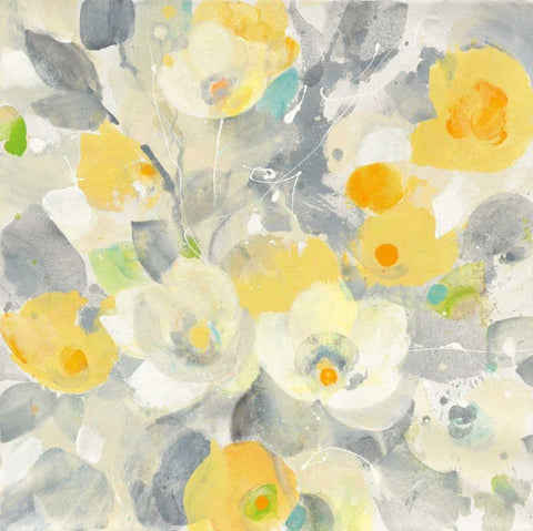 Buttercups I White Modern Wood Framed Art Print with Double Matting by Hristova, Albena