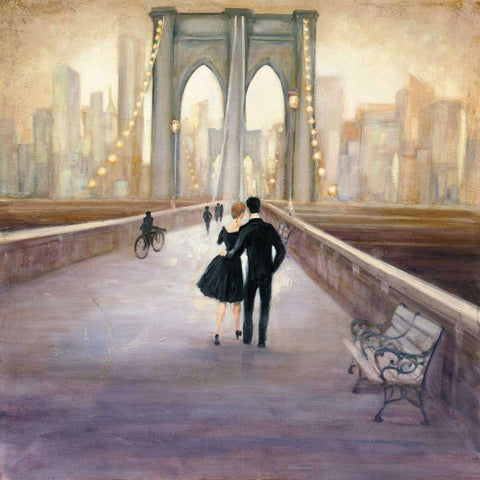 Bridge to NY Black Ornate Wood Framed Art Print with Double Matting by Purinton, Julia