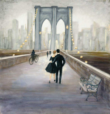 Bridge to NY v.2 White Modern Wood Framed Art Print with Double Matting by Purinton, Julia