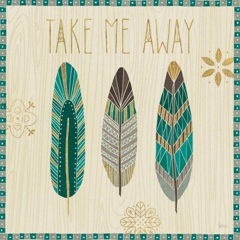 Cool Feathers IV White Modern Wood Framed Art Print with Double Matting by Charron, Veronique