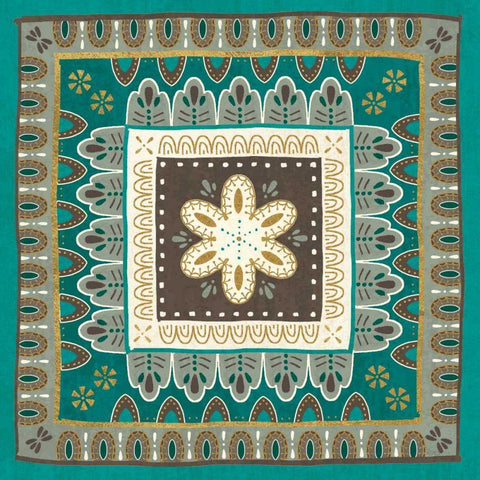 Cool Feathers Tiles II Black Ornate Wood Framed Art Print with Double Matting by Charron, Veronique