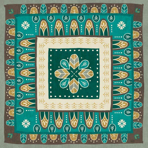 Cool Feathers Tiles III Gold Ornate Wood Framed Art Print with Double Matting by Charron, Veronique