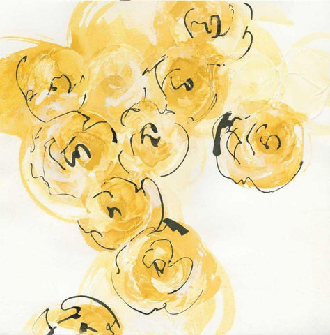 Yellow Roses Anew I v.2 White Modern Wood Framed Art Print with Double Matting by Paschke, Chris
