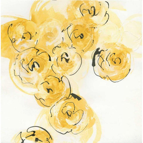 Yellow Roses Anew I v.2 Black Modern Wood Framed Art Print by Paschke, Chris