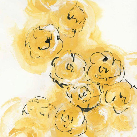 Yellow Roses Anew II v.2 Black Ornate Wood Framed Art Print with Double Matting by Paschke, Chris