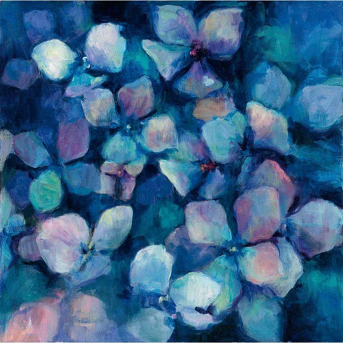 Midnight Blue Hydrangeas Black Modern Wood Framed Art Print by Hageman, Marilyn