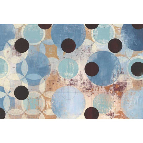 Blue Dots Black Modern Wood Framed Art Print with Double Matting by Lovell, Kathrine