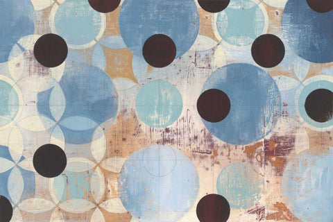 Blue Dots Black Ornate Wood Framed Art Print with Double Matting by Lovell, Kathrine