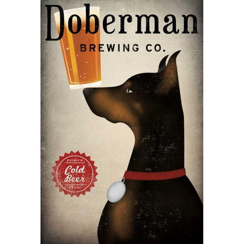 Doberman Brewing Company Gold Ornate Wood Framed Art Print with Double Matting by Fowler, Ryan