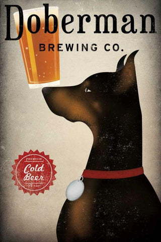 Doberman Brewing Company Black Ornate Wood Framed Art Print with Double Matting by Fowler, Ryan