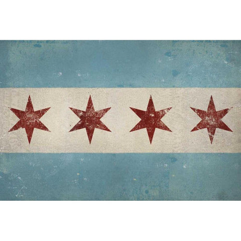 Chicago Flag Black Modern Wood Framed Art Print with Double Matting by Fowler, Ryan