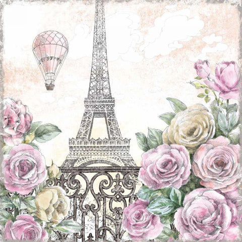 Paris Roses VI Black Modern Wood Framed Art Print with Double Matting by Grove, Beth