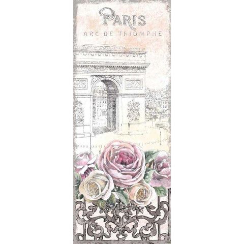 Paris Roses Panel VII Gold Ornate Wood Framed Art Print with Double Matting by Grove, Beth