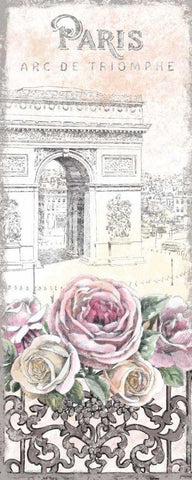 Paris Roses Panel VII Black Ornate Wood Framed Art Print with Double Matting by Grove, Beth