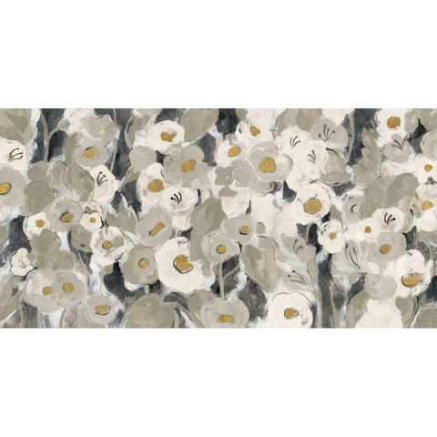 Velvety Florals Neutral  White Modern Wood Framed Art Print by Vassileva, Silvia