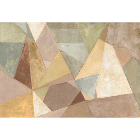 Geometric Abstract Neutral Gold Ornate Wood Framed Art Print with Double Matting by Vassileva, Silvia