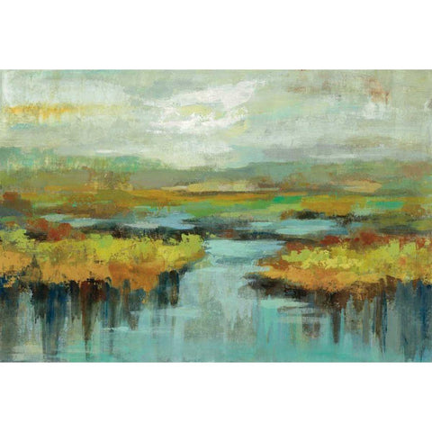 Spring Landscape Black Modern Wood Framed Art Print with Double Matting by Vassileva, Silvia