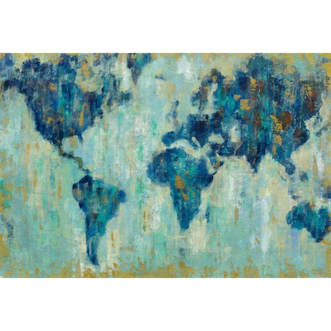 Map of the World White Modern Wood Framed Art Print by Vassileva, Silvia