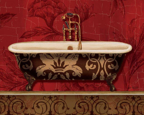 Royal Red Bath I White Modern Wood Framed Art Print with Double Matting by Audit, Lisa