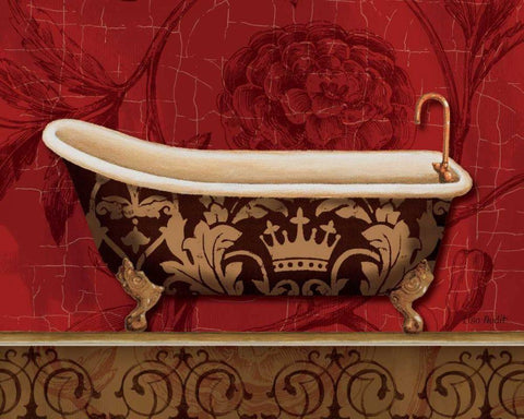 Royal Red Bath II White Modern Wood Framed Art Print with Double Matting by Audit, Lisa