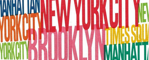 New York City Life Words White Modern Wood Framed Art Print with Double Matting by Mullan, Michael