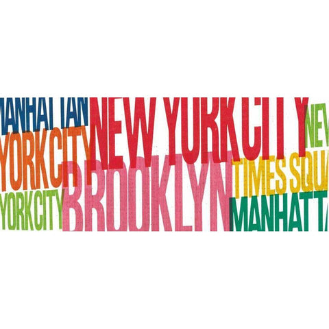 New York City Life Words Black Modern Wood Framed Art Print by Mullan, Michael