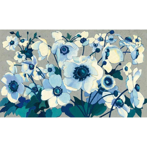Anemones Japonaises I White Modern Wood Framed Art Print by Novak, Shirley