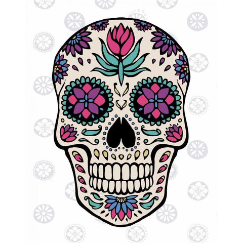 Sugar Skull IV on Gray Black Modern Wood Framed Art Print with Double Matting by Penner, Janelle