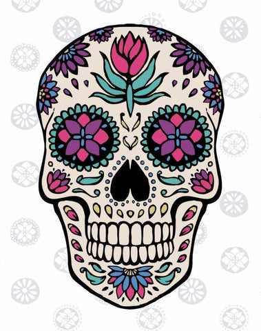 Sugar Skull IV on Gray White Modern Wood Framed Art Print with Double Matting by Penner, Janelle