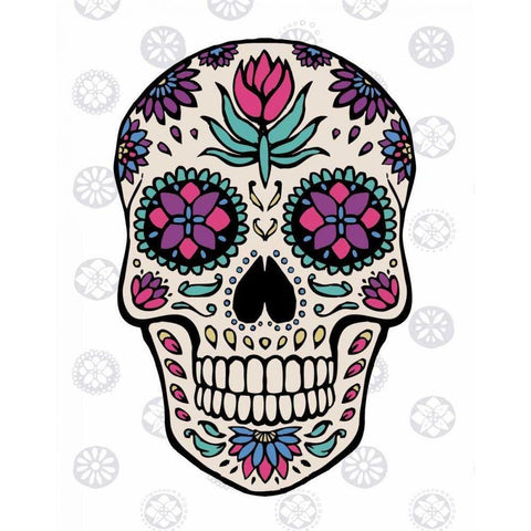 Sugar Skull IV on Gray Gold Ornate Wood Framed Art Print with Double Matting by Penner, Janelle