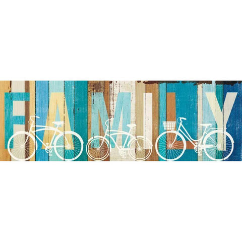Beachscape Bicycle Family White Modern Wood Framed Art Print by Mullan, Michael