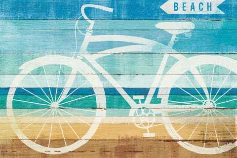 Beachscape Cruiser II White Modern Wood Framed Art Print with Double Matting by Mullan, Michael