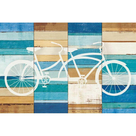 Beachscape Tandem Cruiser White Modern Wood Framed Art Print by Mullan, Michael