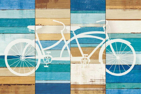 Beachscape Tandem Cruiser White Modern Wood Framed Art Print with Double Matting by Mullan, Michael