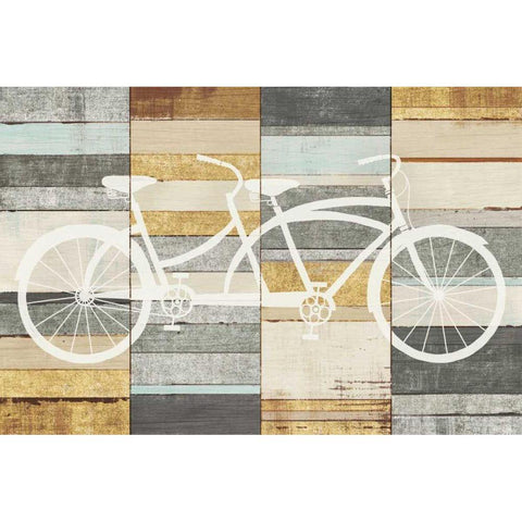 Beachscape Tandem Cruiser Gold Neutral White Modern Wood Framed Art Print by Mullan, Michael