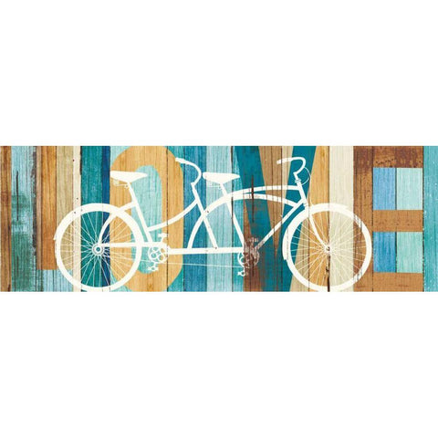 Beachscape Tandem Bicycle Love Gold Ornate Wood Framed Art Print with Double Matting by Mullan, Michael