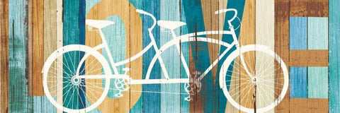 Beachscape Tandem Bicycle Love Black Ornate Wood Framed Art Print with Double Matting by Mullan, Michael