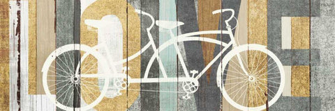 Beachscape Tandem Bicycle Love Gold Neutral White Modern Wood Framed Art Print with Double Matting by Mullan, Michael