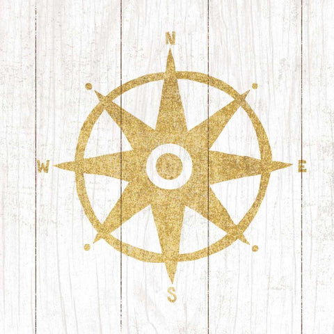 Beachscape IV Compass Gold Neutral Gold Ornate Wood Framed Art Print with Double Matting by Mullan, Michael