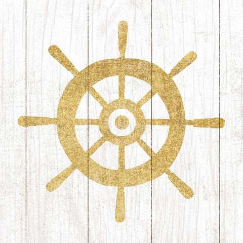 Beachscape VI Helm Gold Neutral White Modern Wood Framed Art Print by Mullan, Michael