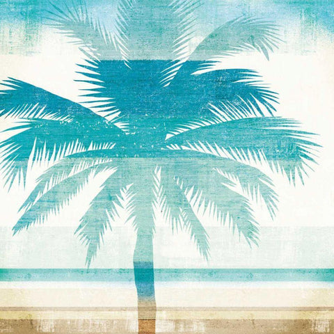 Beachscape Palms II Black Ornate Wood Framed Art Print with Double Matting by Mullan, Michael