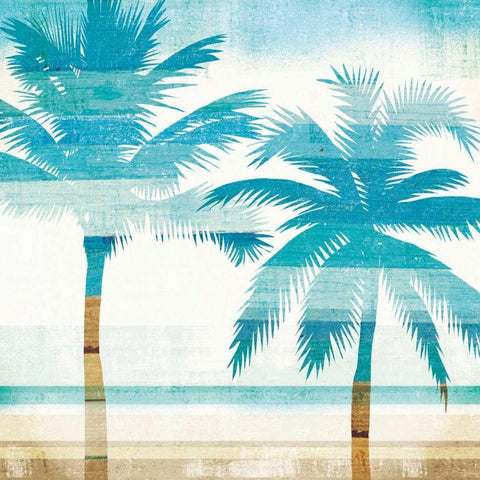 Beachscape Palms III White Modern Wood Framed Art Print by Mullan, Michael