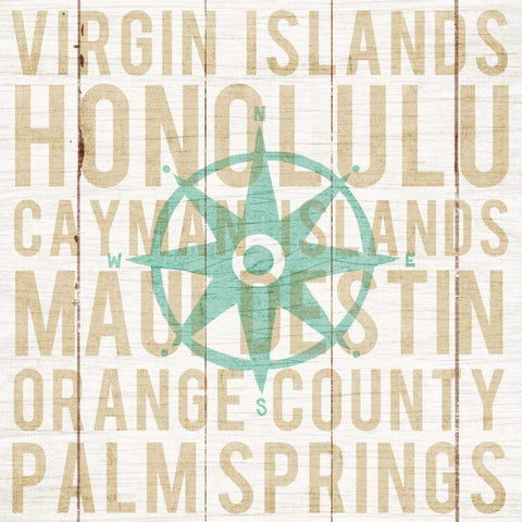 Bon Voyage Compass Gold Ornate Wood Framed Art Print with Double Matting by Mullan, Michael