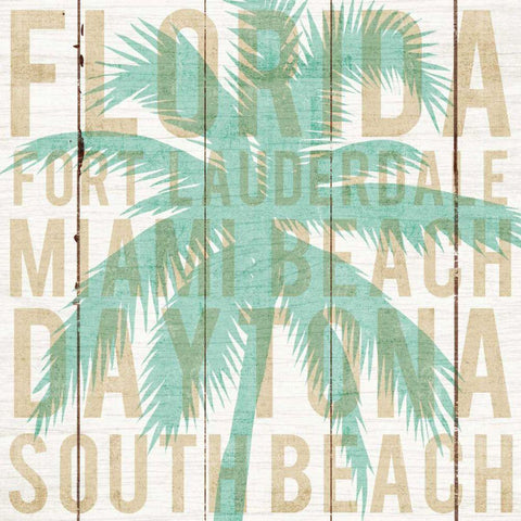 Bon Voyage Florida Palm White Modern Wood Framed Art Print by Mullan, Michael
