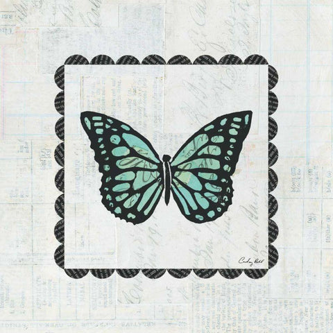 Butterfly Stamp White Modern Wood Framed Art Print with Double Matting by Prahl, Courtney