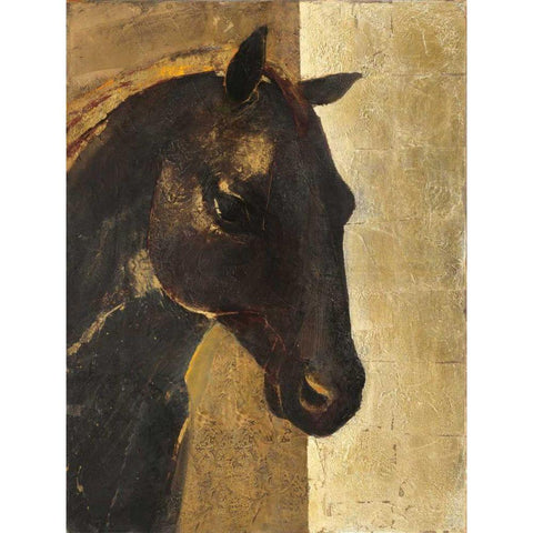 Trojan Horse I Gold Black Modern Wood Framed Art Print by Hristova, Albena